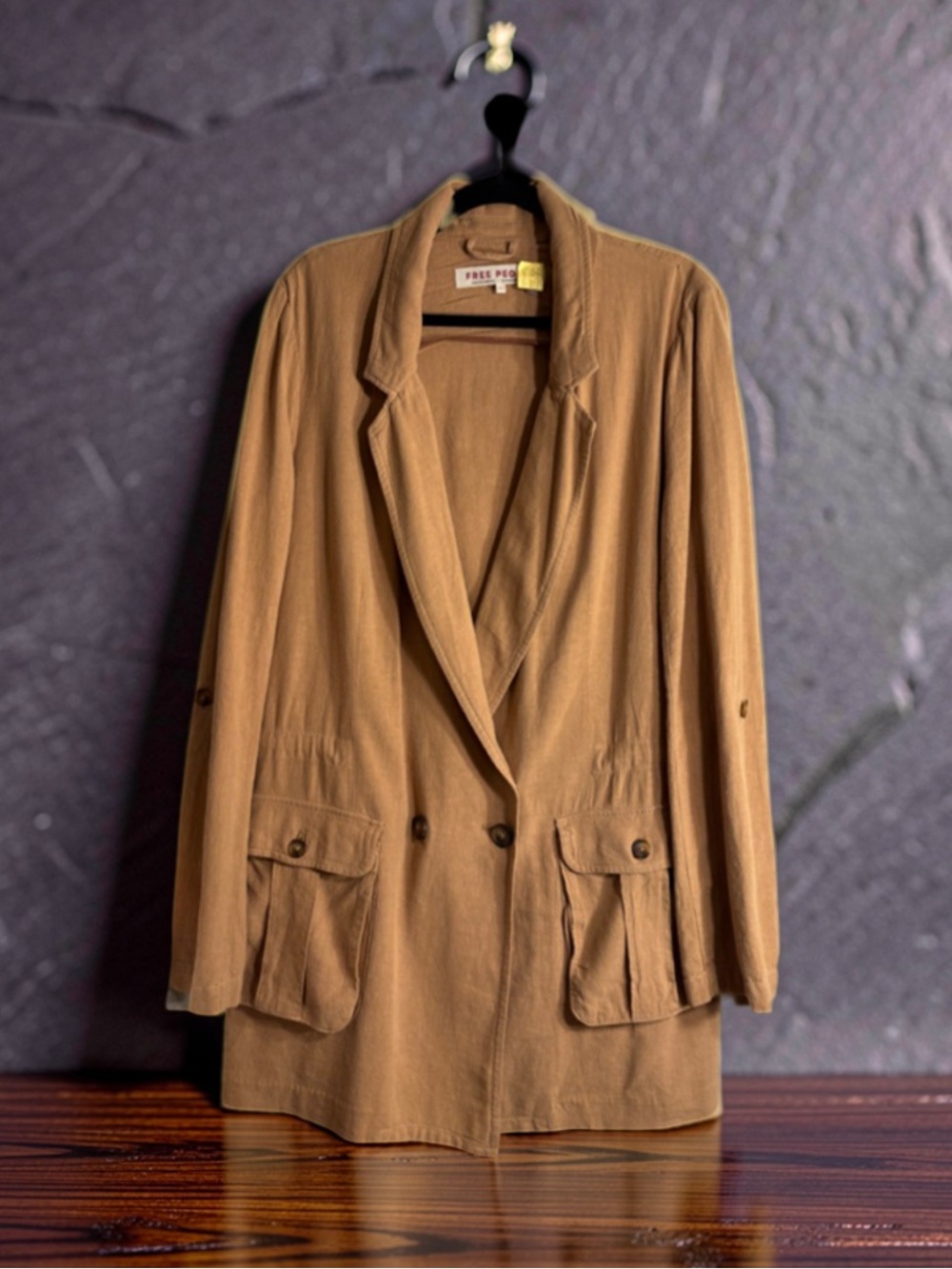 Free People Camel Brown Lightweight Blazer Jacket